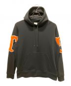 BURBERRYバーバリー）の古着「LETTER GRAPHIC APPLIQUE HOODIE/レター グラフィック アップリケ フーディ―」｜ブラック×オレンジ