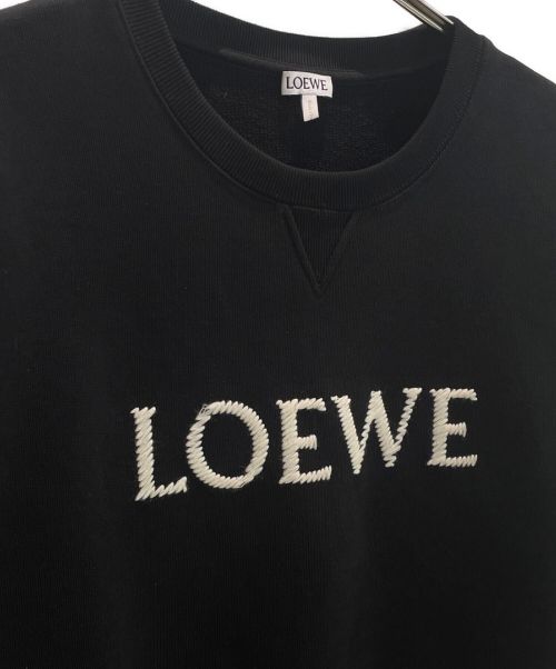LOEWE（ロエベ）LOEWE (ロエベ) ロゴエンブロダイリー クルーネックスウェット ブラック サイズ:XLの古着・服飾アイテム