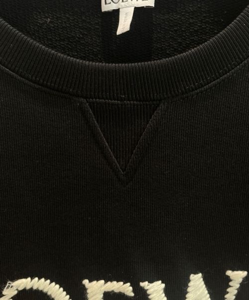 LOEWE（ロエベ）LOEWE (ロエベ) ロゴエンブロダイリー クルーネックスウェット ブラック サイズ:XLの古着・服飾アイテム