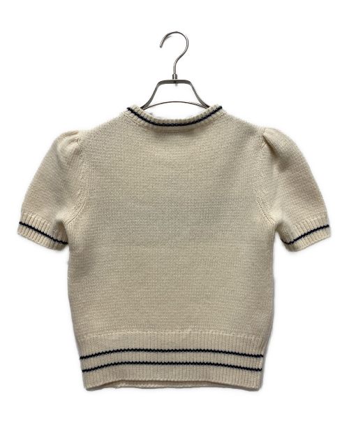Christian Dior（クリスチャン ディオール）Christian Dior (クリスチャン ディオール) カシミヤ ウール パフスリーブ 半袖 ロゴ ニット アイボリー サイズ:38の古着・服飾アイテム