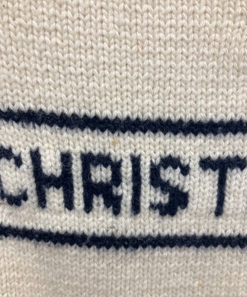 Christian Dior（クリスチャン ディオール）Christian Dior (クリスチャン ディオール) カシミヤ ウール パフスリーブ 半袖 ロゴ ニット アイボリー サイズ:38の古着・服飾アイテム