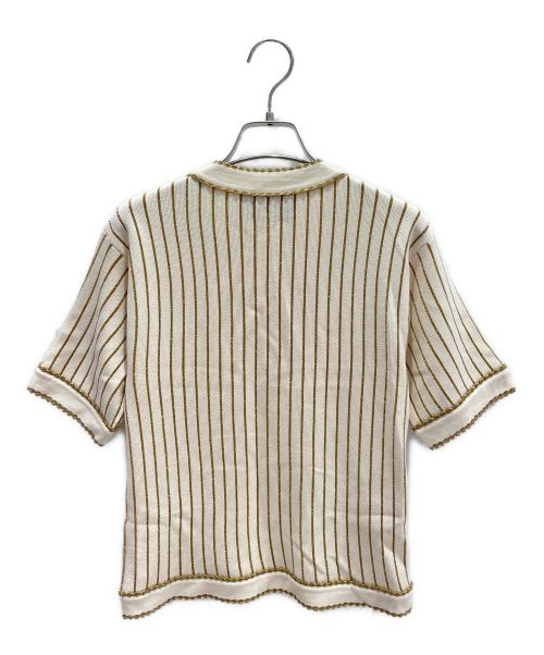 GUCCI（グッチ）GUCCI (グッチ) ストライプ半袖ニット アイボリー×ゴールド サイズ:XXSの古着・服飾アイテム
