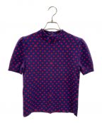 GUCCIグッチ）の古着「ドットハーフニット」｜ネイビー×レッド