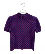 GUCCIグッチ）の古着「GG ドット ショートスリーブ ニット」｜ネイビー×レッド