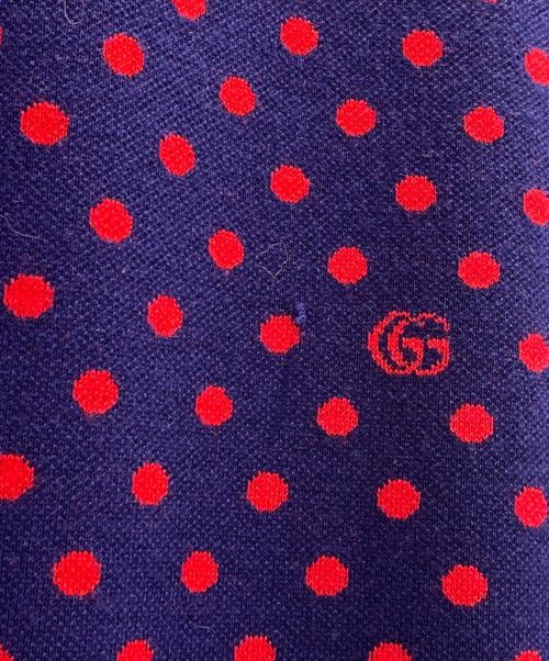 GUCCI（グッチ）GUCCI (グッチ) GG ドット フレアニットスカート ネイビー×レッド サイズ:Sの古着・服飾アイテム