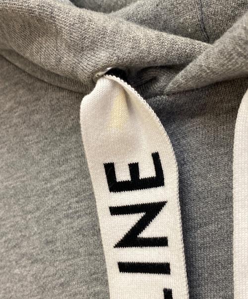 CELINE（セリーヌ）CELINE (セリーヌ) Logo drawstring pullover hoodie（ロゴドローストリングプルオーバーフーディ） グレー サイズ:XSの古着・服飾アイテム