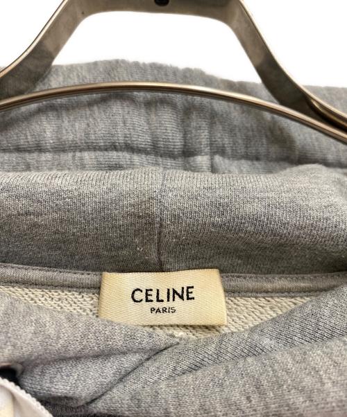 CELINE（セリーヌ）CELINE (セリーヌ) Logo drawstring pullover hoodie（ロゴドローストリングプルオーバーフーディ） グレー サイズ:XSの古着・服飾アイテム