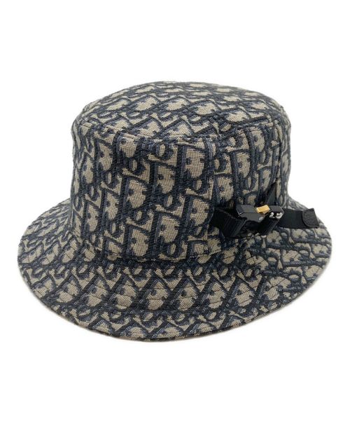 Christian Dior（クリスチャン ディオール）Christian Dior (クリスチャン ディオール) オブリークバケットハット ベージュ×ネイビー サイズ:Mの古着・服飾アイテム