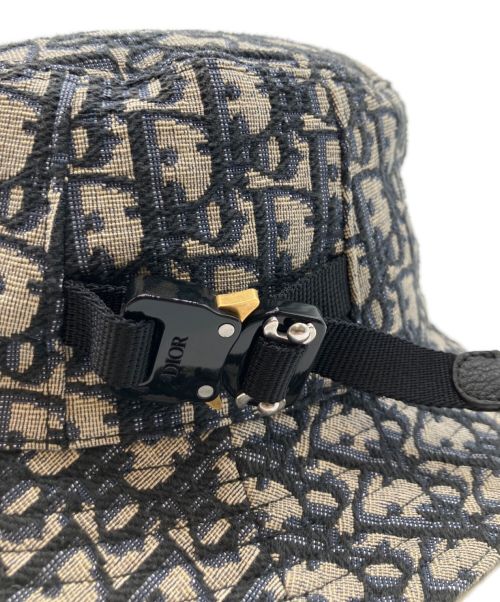 Christian Dior（クリスチャン ディオール）Christian Dior (クリスチャン ディオール) オブリークバケットハット ベージュ×ネイビー サイズ:Mの古着・服飾アイテム