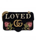 GUCCIグッチ）の古着「GGMARMONT LOVEDショルダーバッグ」｜ブラック