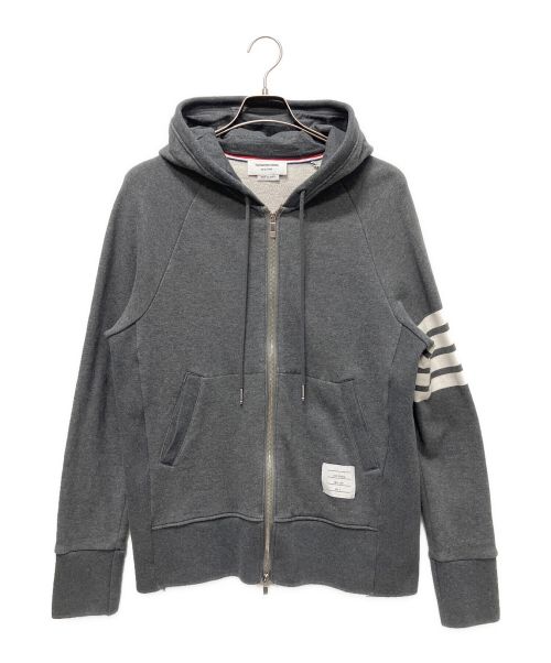 THOM BROWNE. NEW YORK（トムブラウン ニューヨーク）THOM BROWNE. NEW YORK (トムブラウンニューヨーク) CLASSIC FULL ZIP HOODIE4BAR ジップアップ フーディー ダークグレー サイズ:5の古着・服飾アイテム