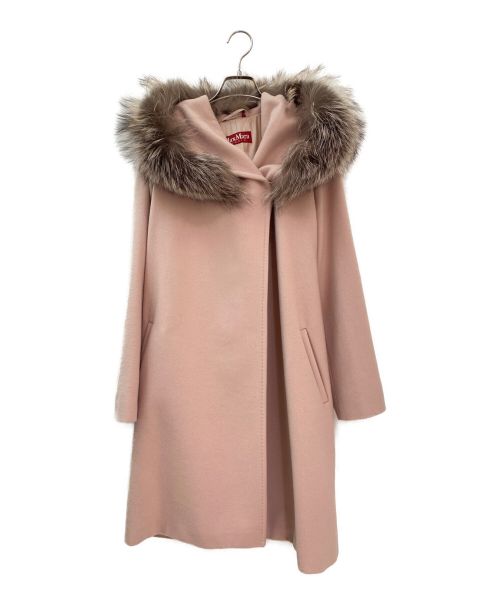 Max Mara Studio（マックスマーラ ストゥディオ）Max Mara Studio (マックスマーラ ストゥディオ) ベルト付フードコート ピンク サイズ:36の古着・服飾アイテム