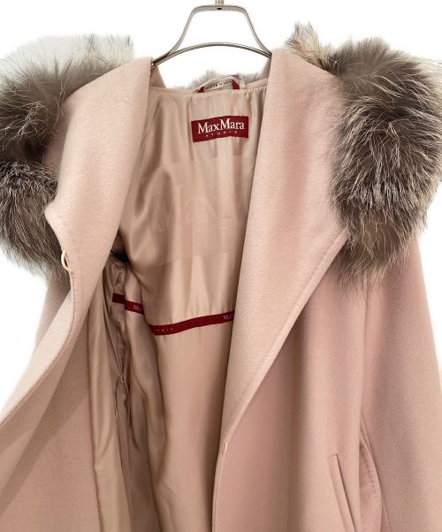 Max Mara Studio（マックスマーラ ストゥディオ）Max Mara Studio (マックスマーラ ストゥディオ) ベルト付フードコート ピンク サイズ:36の古着・服飾アイテム