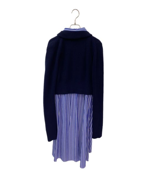 sacai（サカイ）sacai (サカイ) Cotton Poplin  Wool Knit Dress ブルー×ホワイト サイズ:3の古着・服飾アイテム