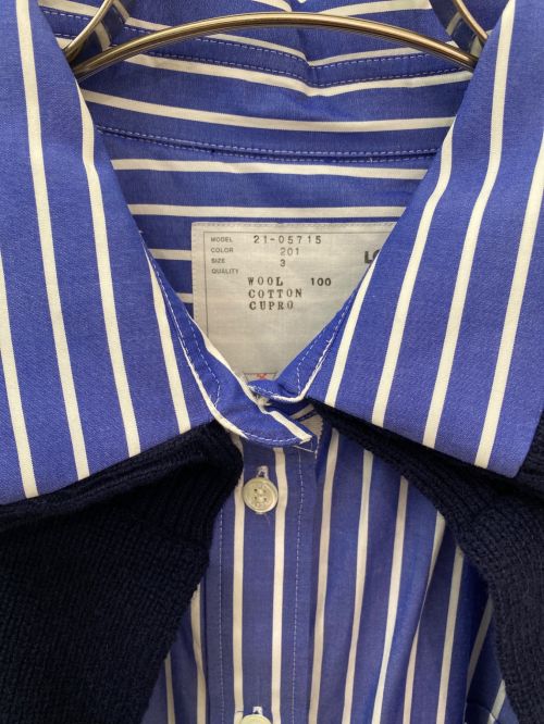 sacai（サカイ）sacai (サカイ) Cotton Poplin  Wool Knit Dress ブルー×ホワイト サイズ:3の古着・服飾アイテム