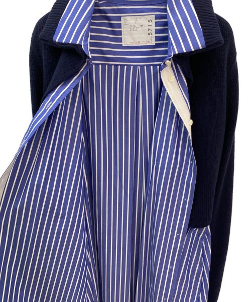sacai（サカイ）sacai (サカイ) Cotton Poplin  Wool Knit Dress ブルー×ホワイト サイズ:3の古着・服飾アイテム