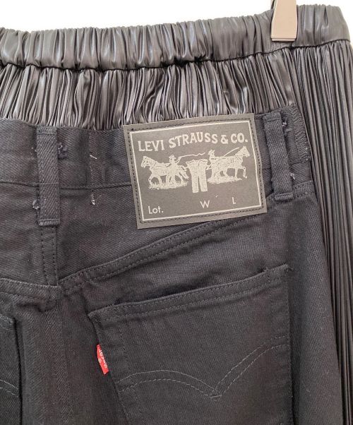JUNYA WATANABE（ジュンヤワタナベ）JUNYA WATANABE (ジュンヤワタナベ) LEVI'S (リーバイス) 23AW 綿デニム×エステルサテンパンツ ブラック サイズ:Sの古着・服飾アイテム
