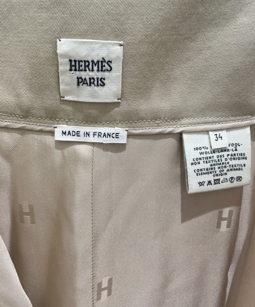 HERMES（エルメス）HERMES (エルメス) フレアプリーツスカート ベージュ サイズ:34の古着・服飾アイテム