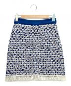 CHANELシャネル）の古着「ココマーク フリンジ スカート」｜ブルー×ホワイト