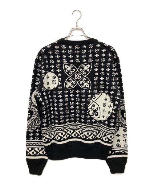 DOLCE & GABBANA（ドルチェ＆ガッバーナ）DOLCE & GABBANA (ドルチェ＆ガッバーナ) ペイズリー総柄ニット ブラック×ホワイト サイズ:50の古着・服飾アイテム