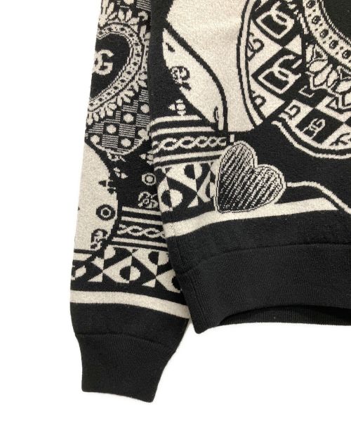 DOLCE & GABBANA（ドルチェ＆ガッバーナ）DOLCE & GABBANA (ドルチェ＆ガッバーナ) ペイズリー総柄ニット ブラック×ホワイト サイズ:50の古着・服飾アイテム
