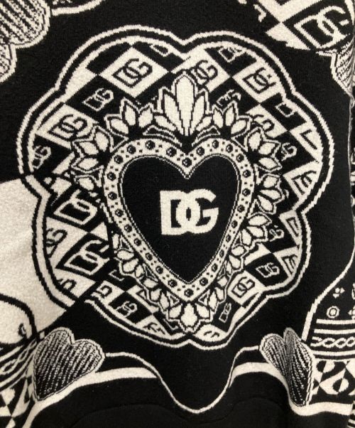 DOLCE & GABBANA（ドルチェ＆ガッバーナ）DOLCE & GABBANA (ドルチェ＆ガッバーナ) ペイズリー総柄ニット ブラック×ホワイト サイズ:50の古着・服飾アイテム
