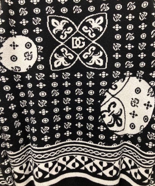 DOLCE & GABBANA（ドルチェ＆ガッバーナ）DOLCE & GABBANA (ドルチェ＆ガッバーナ) ペイズリー総柄ニット ブラック×ホワイト サイズ:50の古着・服飾アイテム