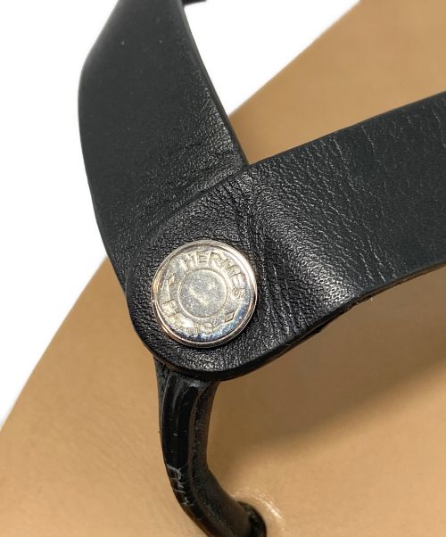 HERMES（エルメス）HERMES (エルメス) SANDALES ESTIVAL (エスティバルサンダル) ブラック×タン サイズ:40の古着・服飾アイテム