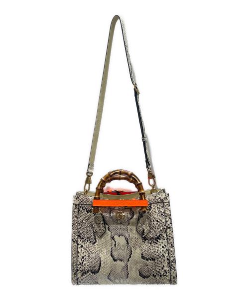 GUCCI（グッチ）GUCCI (グッチ) ダイアナ ミニ パイソン トートバッグ ベージュ サイズ:ミニの古着・服飾アイテム