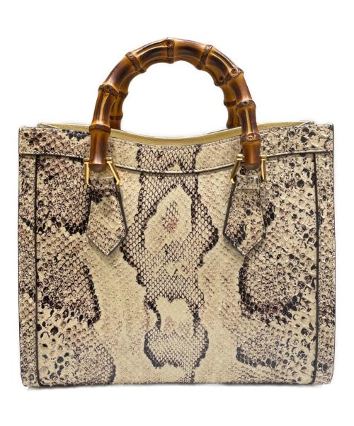 GUCCI（グッチ）GUCCI (グッチ) ダイアナ ミニ パイソン トートバッグ ベージュ サイズ:ミニの古着・服飾アイテム
