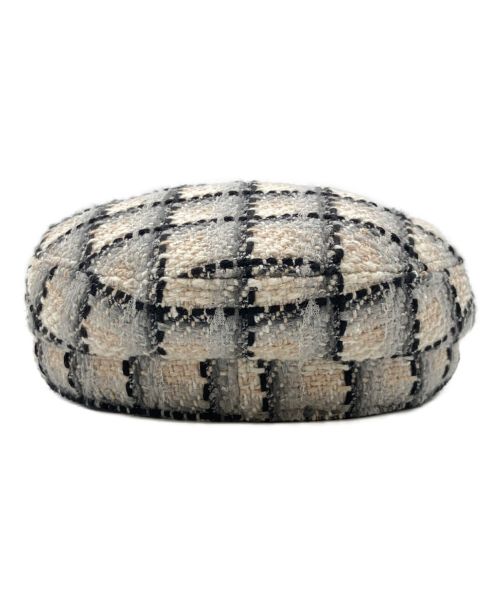 CHANEL（シャネル）CHANEL (シャネル) チェック ツイードキャスケット ブラック×ベージュ サイズ:S　　　　の古着・服飾アイテム