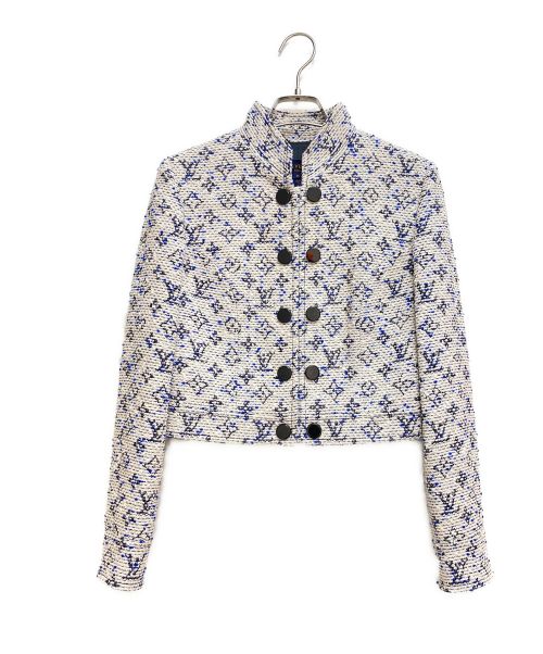 LOUIS VUITTON（ルイ ヴィトン）LOUIS VUITTON (ルイ ヴィトン) モノグラムツイードジャケット ホワイト×ブルー サイズ:36の古着・服飾アイテム