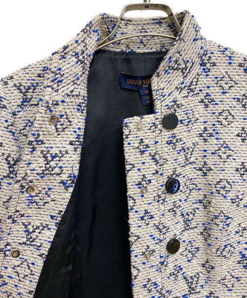 LOUIS VUITTON（ルイ ヴィトン）LOUIS VUITTON (ルイ ヴィトン) モノグラムツイードジャケット ホワイト×ブルー サイズ:36の古着・服飾アイテム