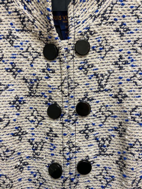 LOUIS VUITTON（ルイ ヴィトン）LOUIS VUITTON (ルイ ヴィトン) モノグラムツイードジャケット ホワイト×ブルー サイズ:36の古着・服飾アイテム