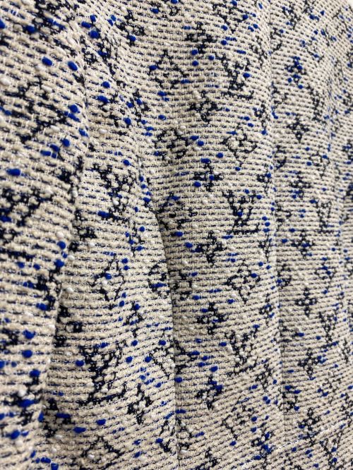 LOUIS VUITTON（ルイ ヴィトン）LOUIS VUITTON (ルイ ヴィトン) モノグラムツイードジャケット ホワイト×ブルー サイズ:36の古着・服飾アイテム