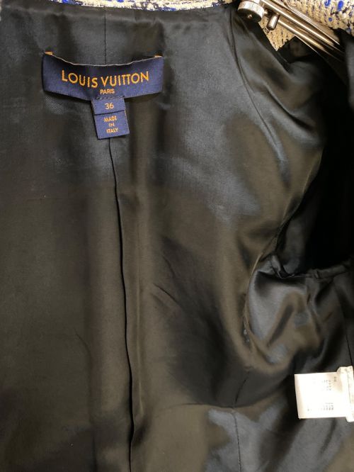 LOUIS VUITTON（ルイ ヴィトン）LOUIS VUITTON (ルイ ヴィトン) モノグラムツイードジャケット ホワイト×ブルー サイズ:36の古着・服飾アイテム