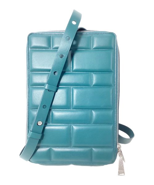 BOTTEGA VENETA（ボッテガベネタ）BOTTEGA VENETA (ボッテガベネタ) グリッド ラウンドファスナー ショルダーバッグ グリーン サイズ:-の古着・服飾アイテム
