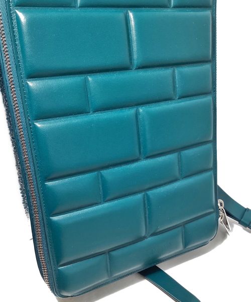 BOTTEGA VENETA（ボッテガベネタ）BOTTEGA VENETA (ボッテガベネタ) グリッド ラウンドファスナー ショルダーバッグ グリーン サイズ:-の古着・服飾アイテム