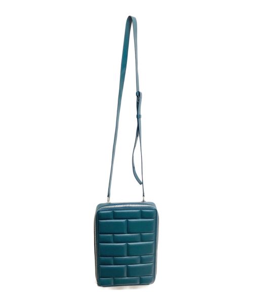 BOTTEGA VENETA（ボッテガベネタ）BOTTEGA VENETA (ボッテガベネタ) グリッド ラウンドファスナー ショルダーバッグ グリーン サイズ:-の古着・服飾アイテム