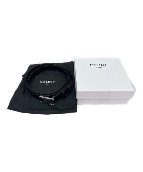 CELINE（セリーヌ）CELINE (セリーヌ) スモール トリオンフ ベルト ブラック×シルバー サイズ:90の古着・服飾アイテム