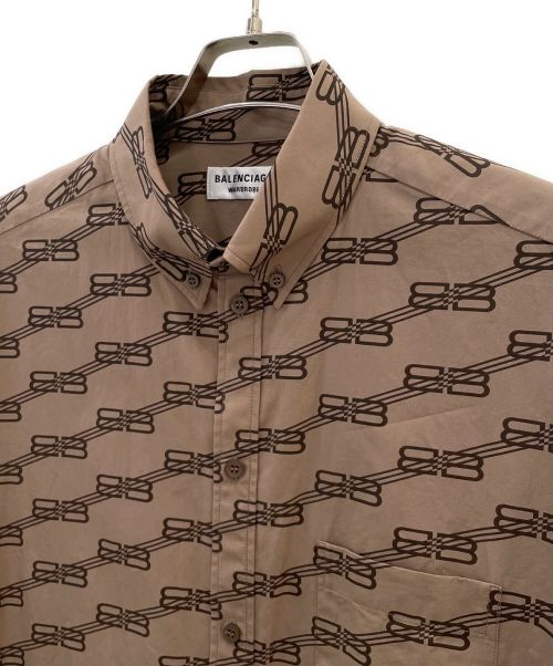 BALENCIAGA（バレンシアガ）BALENCIAGA (バレンシアガ) BBモノグラムシャツ ブラウン サイズ:34の古着・服飾アイテム