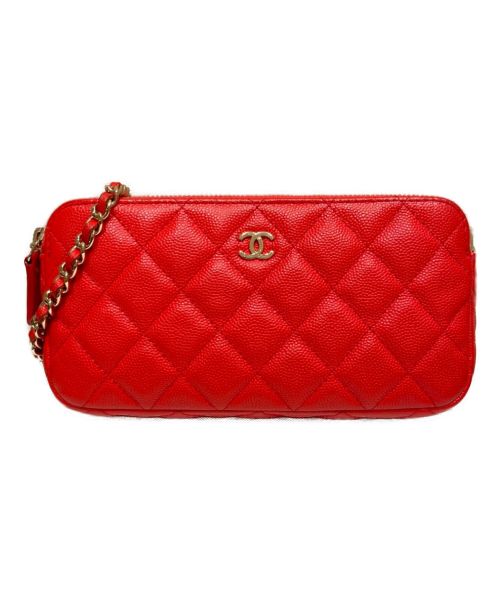 CHANEL（シャネル）CHANEL (シャネル) ショルダーチェーンウォレット レッド サイズ:‐の古着・服飾アイテム