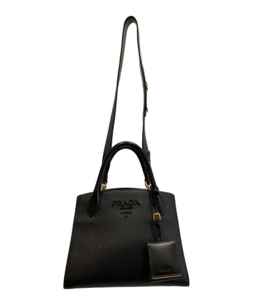 PRADA（プラダ）PRADA (プラダ) モノクローム 2WAYバッグ ブラック サイズ:smallの古着・服飾アイテム