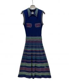 missoni（ミッソーニ）の古着「襟付ノースリーブワンピース」｜ネイビー×グリーン×ピンク