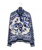DOLCE & GABBANAドルチェ＆ガッバーナ）の古着「キャディ マヨリカ プリントジップアップジャケット」｜ブルー×ホワイト