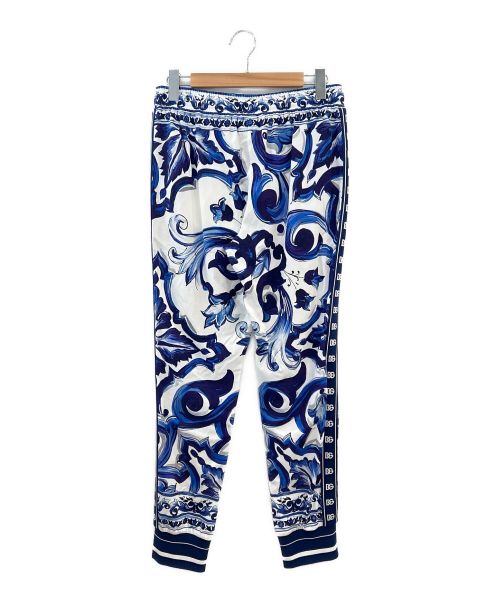 DOLCE & GABBANA（ドルチェ＆ガッバーナ）DOLCE & GABBANA (ドルチェ＆ガッバーナ) キャディ マヨリカ ジョギングパンツ ブルー×ホワイト サイズ:44の古着・服飾アイテム