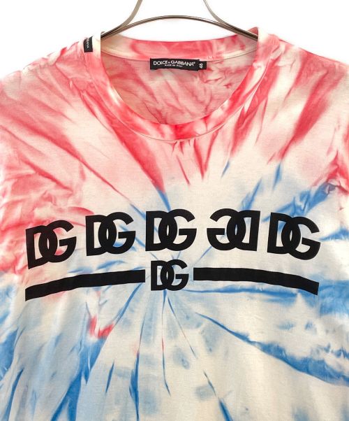 DOLCE & GABBANA（ドルチェ＆ガッバーナ）DOLCE & GABBANA (ドルチェ＆ガッバーナ) フロントロゴタイダイカットソー ピンク×ブルー サイズ:48の古着・服飾アイテム