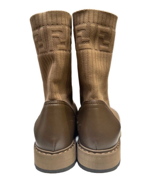FENDI（フェンディ）FENDI (フェンディ) Leather and Fabric Combat Boots ブラウン サイズ:37の古着・服飾アイテム