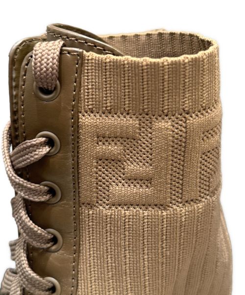 FENDI（フェンディ）FENDI (フェンディ) Leather and Fabric Combat Boots ブラウン サイズ:37の古着・服飾アイテム