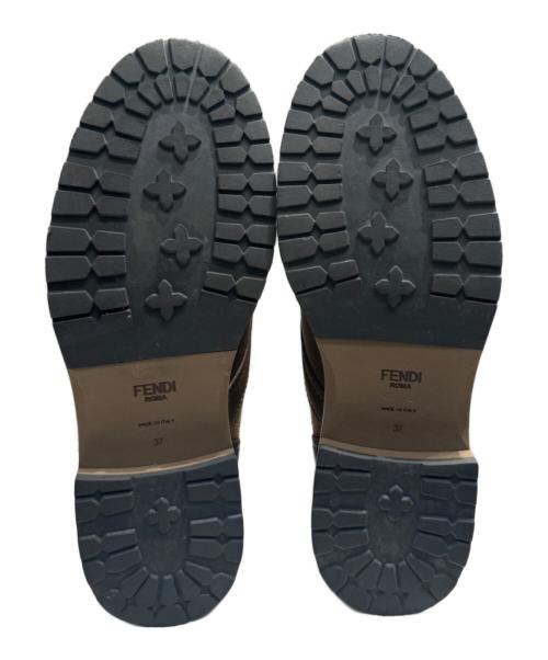 FENDI（フェンディ）FENDI (フェンディ) Leather and Fabric Combat Boots ブラウン サイズ:37の古着・服飾アイテム